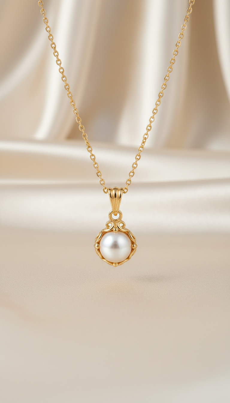 Pendant Necklace with Pearl Accent